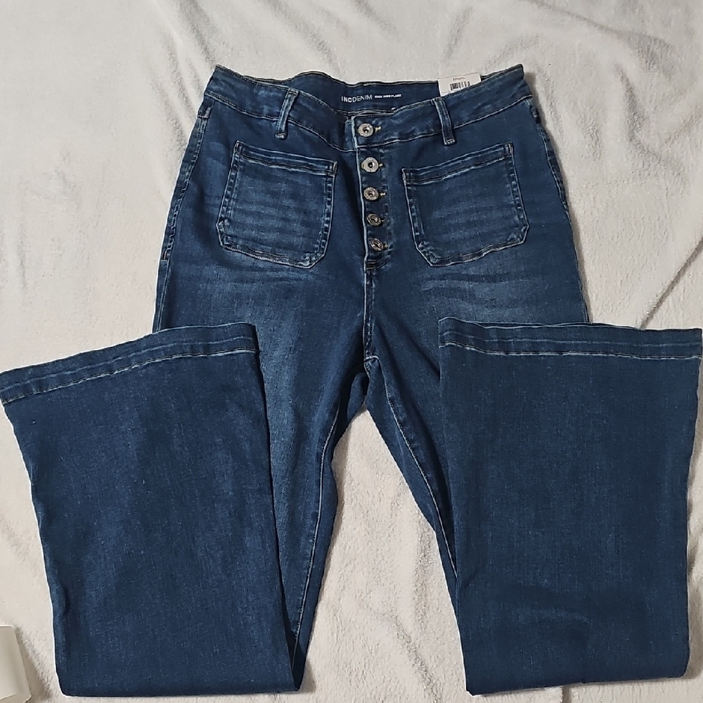 INC International Concepts Dark Blue Flare Jeans - Picture 10 of 12